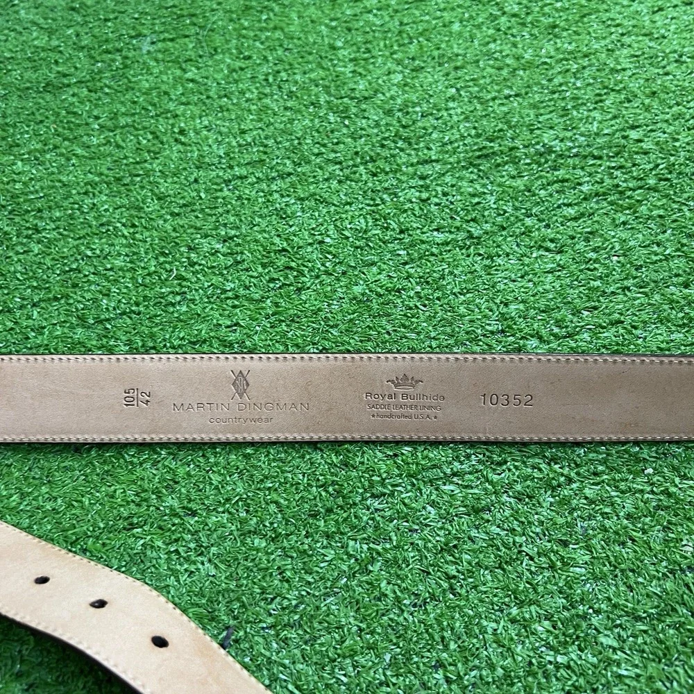 Martin Dingman Royal Bullhide Belt 42 Tan Pebbled Leather Silver Buckle USA Made